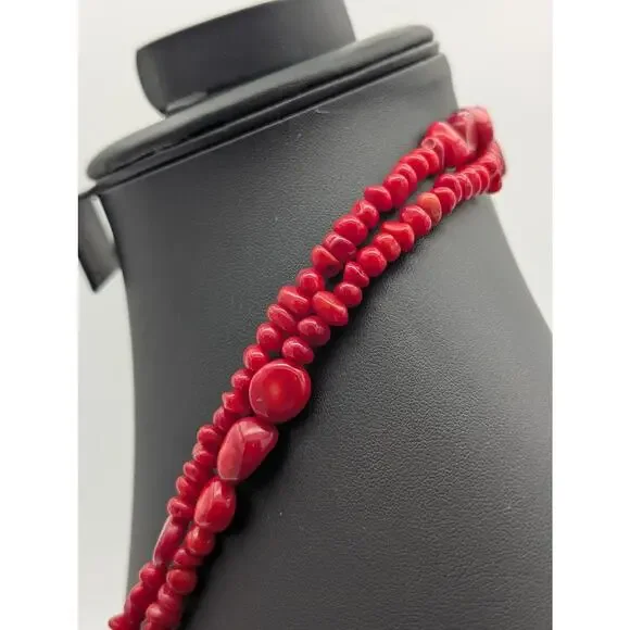 Vintage Long Red Coral Beaded  66" Over the Head Necklace 112.76g - Picture 5 of 8